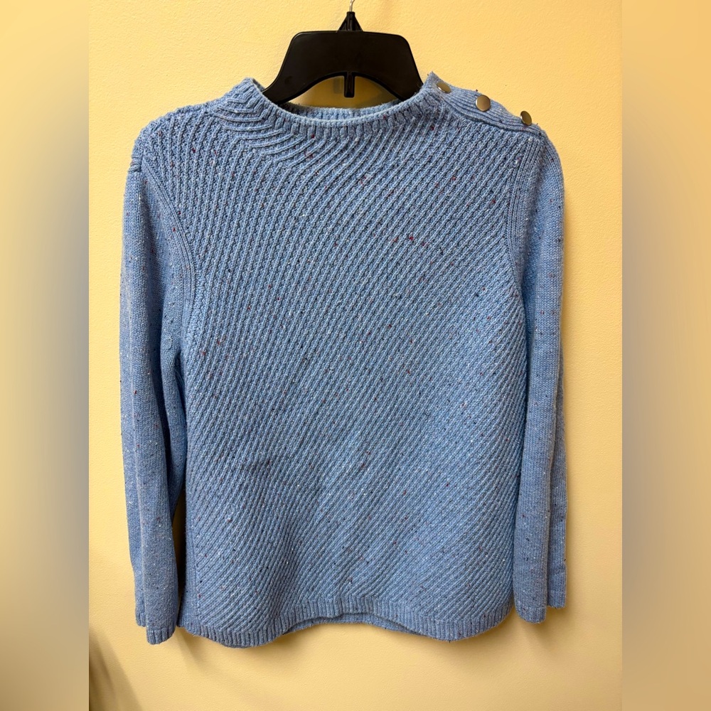 Talbots Light Blue Cable Knit Pullover Sweater Woman's size Large Petite